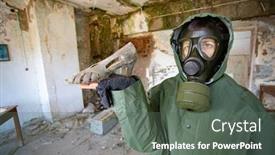  Presentation with environmental - Amazing theme having post-apocalyptic-survivor-in-gas backdrop and a gray colored foreground