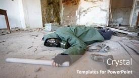  Presentation with gas - Cool new slide deck with post-apocalyptic-survivor-in-gas backdrop and a gray colored foreground