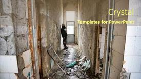  Presentation with gas - PPT theme consisting of post-apocalyptic-survivor-in-gas background and a violet colored foreground