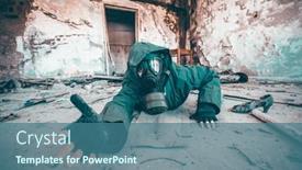  Presentation with gas - Amazing presentation theme having post-apocalyptic-survivor-in-gas backdrop and a ocean colored foreground