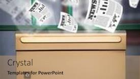  Presentation with newspapers - Cool new slide deck with post box with daily newspapers flying backdrop and a coral colored foreground