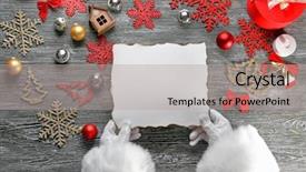  Presentation with santa - Audience pleasing PPT theme consisting of wishlist - authentic santa claus holding paper backdrop and a light gray colored foreground