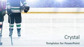  Presentation with american football - Theme with hockey against american football arena background and a sky blue colored foreground