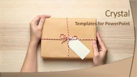  Presentation with boxing woman and a tawny - Theme consisting of woman with parcel gift box background and a lemonade colored foreground