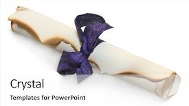  Presentation with ancient scroll paper - Presentation design featuring thoughtful girl with a warm knit sweater holding a wrapped christmas gift bright christmas background is made from environmentally friendly materials background and a light gray colored foreground