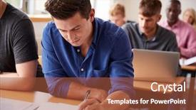  Presentation with adult education - PPT theme with qualification - mature male student attending adult background and a red colored foreground