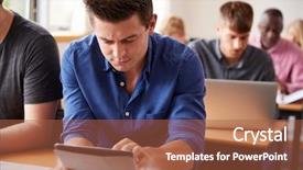  Presentation with adult education - Amazing PPT theme having post graduate - mature male student with digital backdrop and a red colored foreground