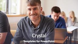  Presentation with adult education - Amazing PPT theme having portrait of mature man attending backdrop and a dark gray colored foreground