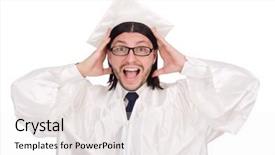  Presentation with young college student diagnosis of chlamydia - Colorful PPT theme enhanced with doctor character - young student isolated backdrop and a  colored foreground