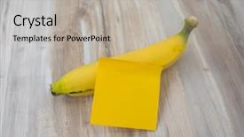  Presentation with banana - PPT theme enhanced with post harvest - banana with sticky note background and a light gray colored foreground