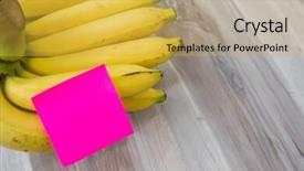 Presentation with dark vintage wood table texture - Audience pleasing PPT layouts consisting of post harvest - banana with sticky note backdrop and a  colored foreground