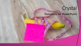  Presentation with post stick note - Colorful PPT theme enhanced with post harvest - banana with sticky note backdrop and a light gray colored foreground