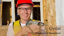  Presentation with inspection - Audience pleasing presentation consisting of post inspection - man in a hard hat backdrop and a coral colored foreground