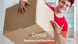  Presentation with post mortem investigation - Colorful presentation design enhanced with post-man-delivering-a-parcel backdrop and a coral colored foreground