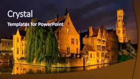  Presentation with belgium - Presentation theme consisting of post medieval - famous view of bruges tourist background and a wine colored foreground