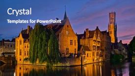  Presentation with belgium - Colorful slides enhanced with post medieval - famous view of bruges tourist backdrop and a ocean colored foreground