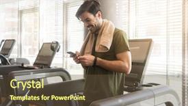  Presentation with gold man smile - PPT layouts featuring post modern - young handsome man smiling while background and a tawny brown colored foreground