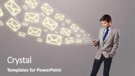  Presentation with cutout paper people standing around globe holding hands - Slide set with post modern design - attractive young man standing background and a gray colored foreground