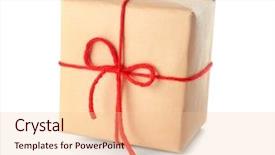  Presentation with gift - Slides featuring post modern design - parcel gift box on white background and a lemonade colored foreground