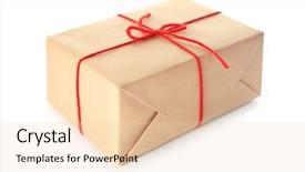  Presentation with gift - Presentation enhanced with post modern design - parcel gift box on white background and a lemonade colored foreground