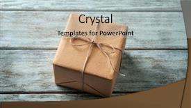  Presentation with an open gift box - Colorful theme enhanced with post modern design - parcel gift box on wooden backdrop and a light gray colored foreground