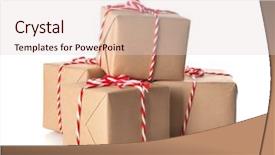  Presentation with an open gift box - PPT theme having post modern design - parcel gift boxes on white background and a lemonade colored foreground