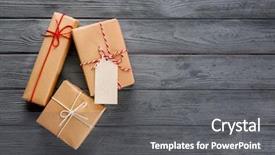  Presentation with boxes - PPT layouts with post modern design - parcel gift boxes on wooden background and a gray colored foreground