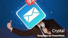  Presentation with smart temprature - PPT layouts having post modern design - smart businessman holding square sign background and a  colored foreground