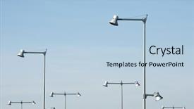  Presentation with plain blue clear sky - PPT layouts with post modern design - streetlamps view and blue sky background and a light blue colored foreground