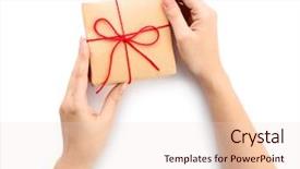  Presentation with box - Slide deck with post modern design - woman with parcel gift box background and a lemonade colored foreground