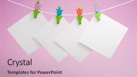  Presentation with blank note book and wooden - Colorful PPT theme enhanced with post notes - blank note hanging backdrop and a lemonade colored foreground