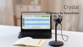  Presentation with sound - Presentation theme having post-production-and-technology-concept background and a coral colored foreground