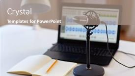  Presentation with home office - Colorful presentation theme enhanced with post-production-and-technology-concept backdrop and a gray colored foreground