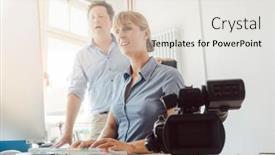  Presentation with video production - Audience pleasing presentation consisting of post-production-in-a-video backdrop and a white colored foreground