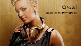  Presentation with steam - PPT layouts consisting of post rock - attractive steam punk girl background and a yellow colored foreground