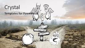  Presentation with decision - PPT theme consisting of post rock - banking decision doodle against path background and a light gray colored foreground