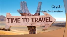  Presentation with time travel - Cool new PPT theme with post rock - time to travel wooden sign backdrop and a light blue colored foreground