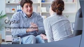  Presentation with patient care and weight loss - Slides enhanced with post traumatic stress - patient visiting psychotherapist to deal background and a  colored foreground