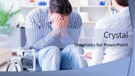  Presentation with patient simulation - PPT layouts consisting of post traumatic stress - patient visiting psychotherapist to deal background and a  colored foreground