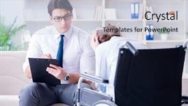  Presentation with patient centered - Slides having post traumatic stress - patient visiting psychotherapist to deal background and a  colored foreground