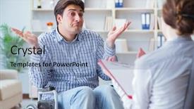  Presentation with patient and family centered - Audience pleasing theme consisting of post traumatic stress - patient visiting psychotherapist to deal backdrop and a  colored foreground