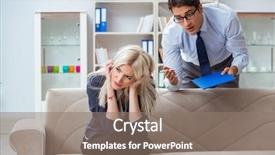  Presentation with psychiatrist - PPT theme enhanced with post traumatic stress disorder - young woman visiting psychiatrist man background and a gray colored foreground