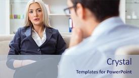  Presentation with psychiatrist - Colorful theme enhanced with post traumatic stress disorder - young woman visiting psychiatrist man backdrop and a sky blue colored foreground