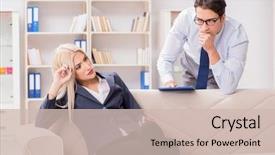  Presentation with psychiatrist - Presentation theme having post traumatic stress disorder - young woman visiting psychiatrist man background and a soft green colored foreground