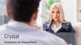  Presentation with psychiatrist - Cool new presentation theme with post traumatic stress disorder - young woman visiting psychiatrist man backdrop and a lemonade colored foreground