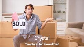  Presentation with postage - Presentation theme consisting of postage - young man selling his house background and a  colored foreground