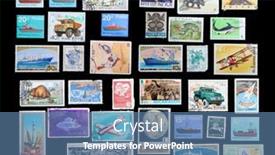  Presentation with postage - Slide set featuring postage-stamps-from-around background and a ocean colored foreground