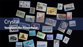  Presentation with postage - Cool new slide deck with postage-stamps-from-around backdrop and a ocean colored foreground