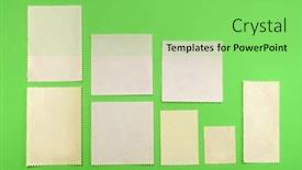  Presentation with postage - Colorful slide set enhanced with postage-stamps-on-green-background backdrop and a seafoam green colored foreground