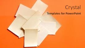  Presentation with postage - Cool new slides with postage-stamps-on-orange-background backdrop and a yellow colored foreground